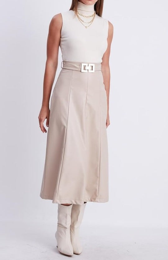 FAUXY MIDI SKIRT