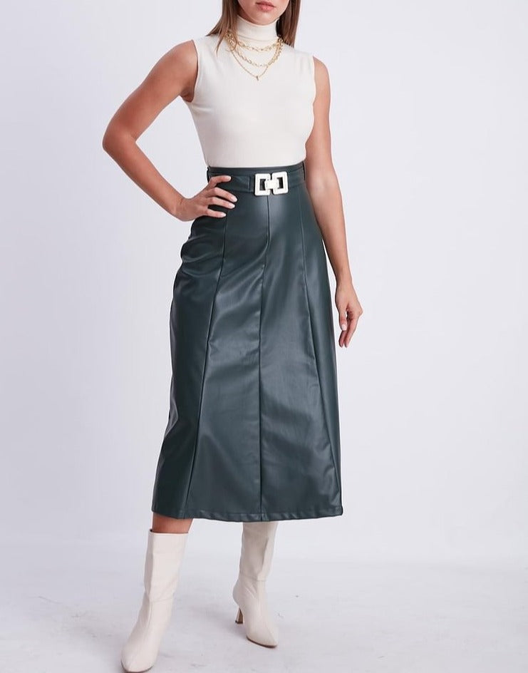 FAUXY MIDI SKIRT